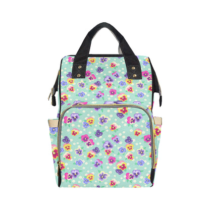 Pansy Pattern Print Design PS08 Diaper Bag Backpack