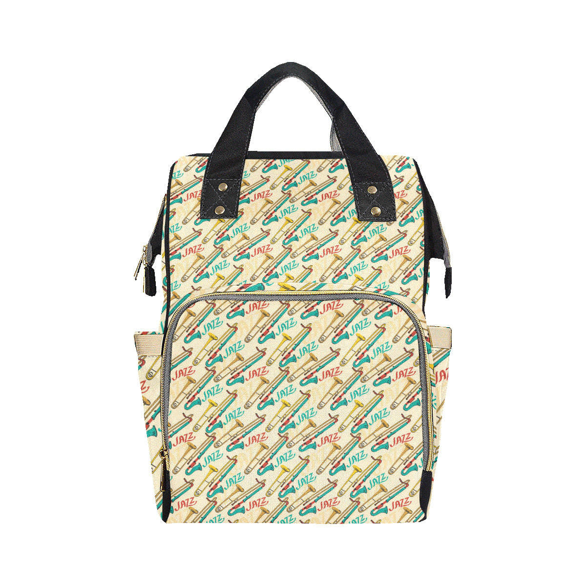 Trombone Pattern Print Design 03 Diaper Bag Backpack