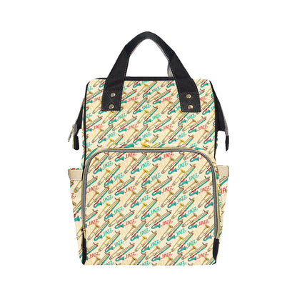 Trombone Pattern Print Design 03 Diaper Bag Backpack