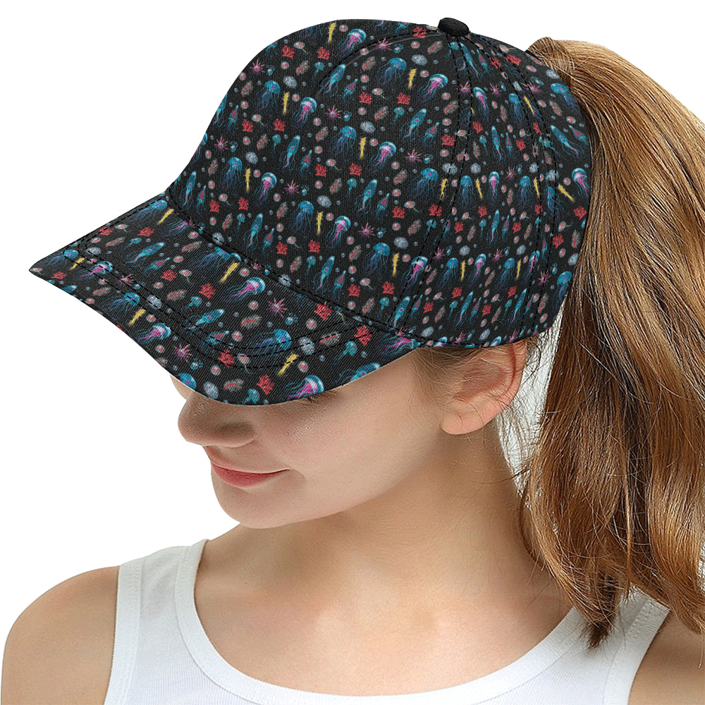 Jellyfish Underwater Print Snapback Cap