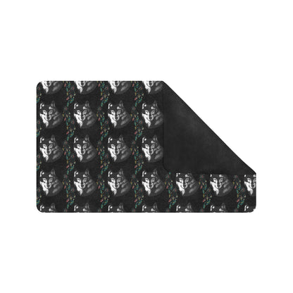 Wolf Black Dream Catcher Design Print Rubber Doormat