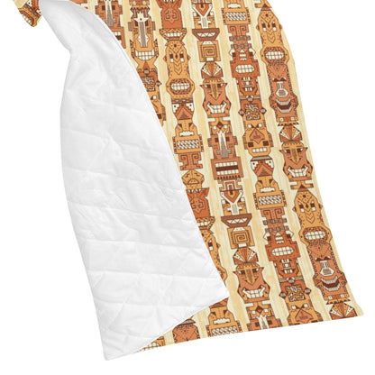 Tiki Orange Vertical Pattern Premium Quilt
