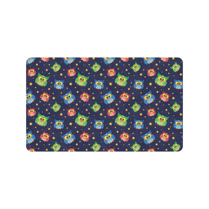 Owl with Star Themed Design Print Rubber Doormat
