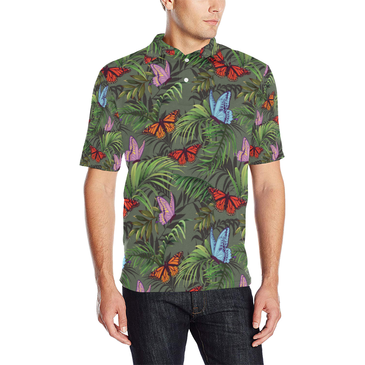 Monarch Butterfly Pattern Print Design 04 Men Polo Shirt