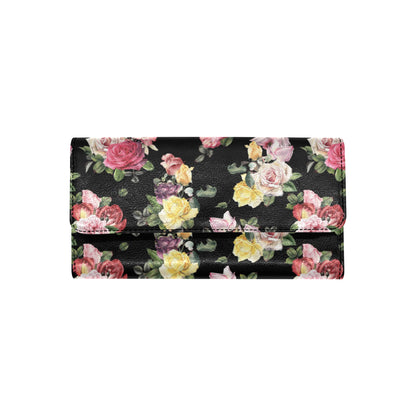 Rose Pattern Print Design RO010 Women's Trifold Wallet