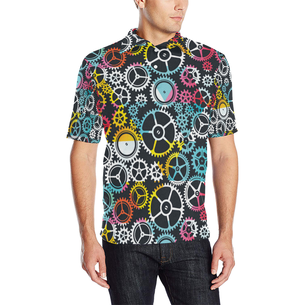 Mechanic Pattern Print Design 02 Men Polo Shirt