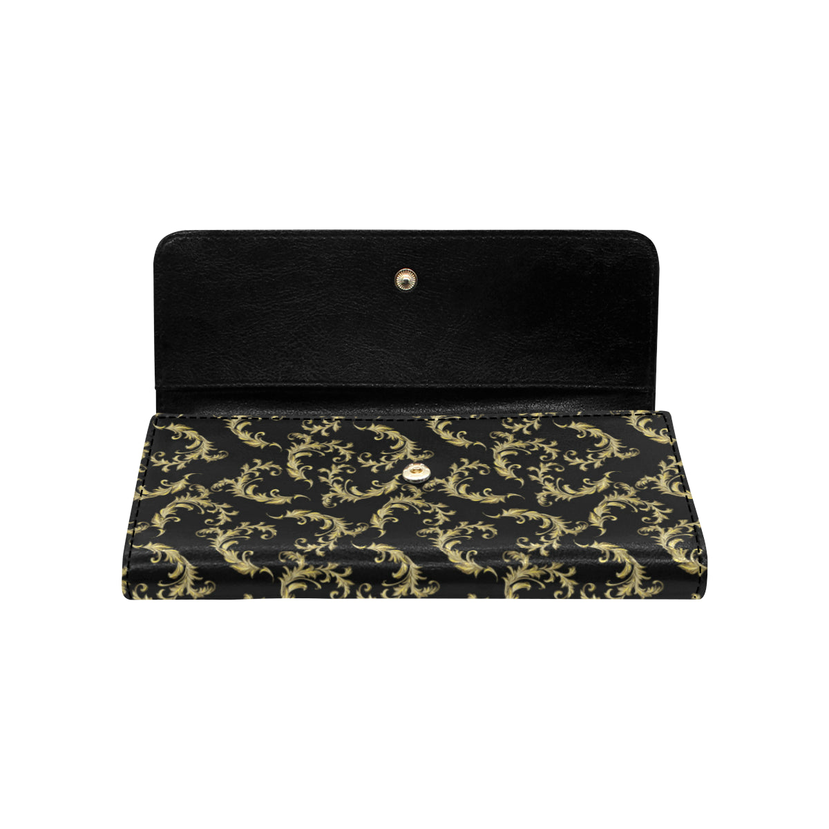 Baroque Golden Pattern Print Design 01 Women's Trifold Wallet