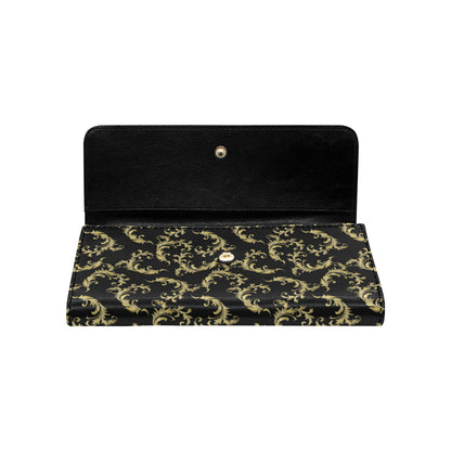 Baroque Golden Pattern Print Design 01 Women's Trifold Wallet