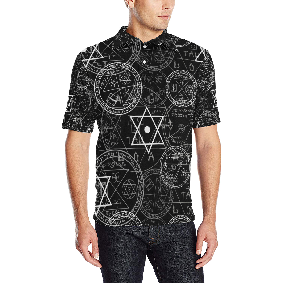 Pentagram Pattern Print Design A01 Men Polo Shirt