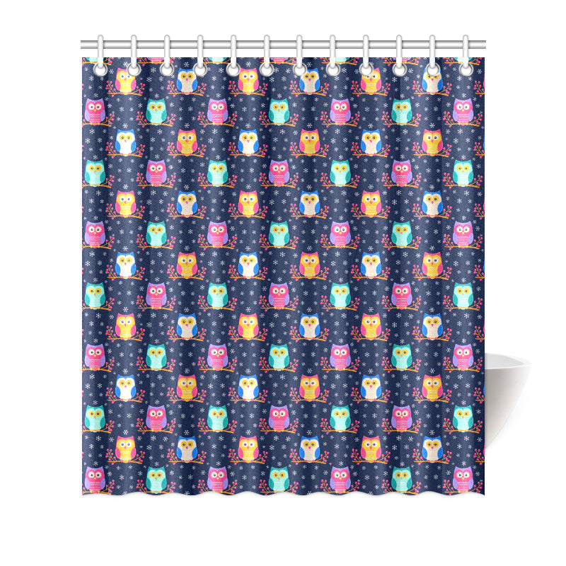 Owl Cute Themed Design Print Shower Curtain