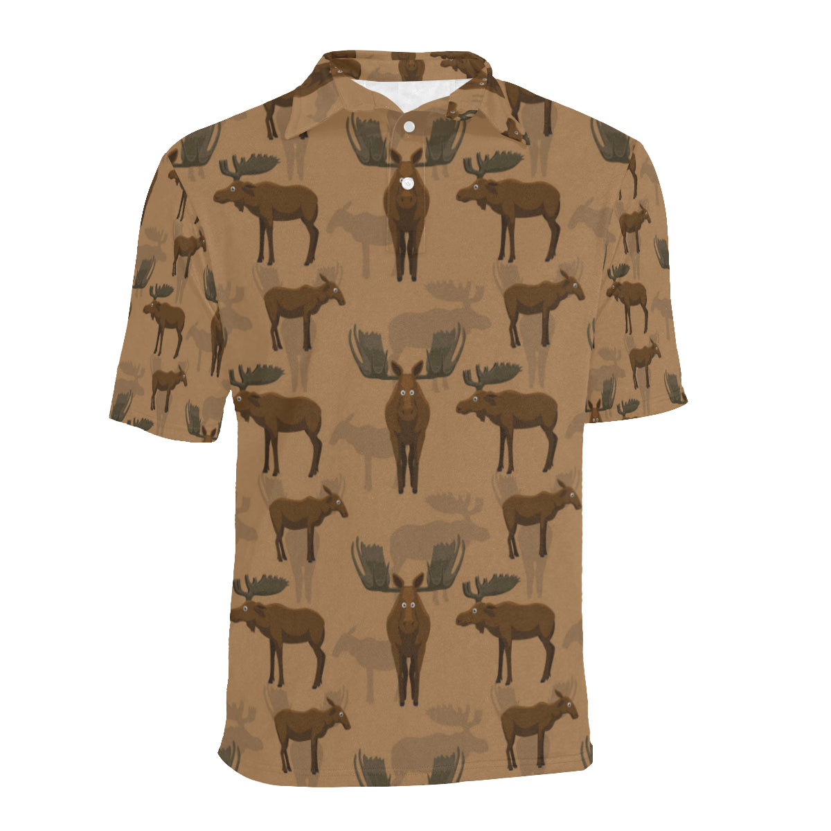 Moose Pattern Print Design 03 Men Polo Shirt