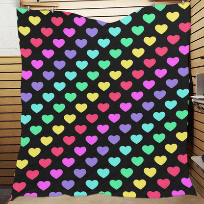 Heart Rainbow Pattern Print Design HE02 Premium Quilt