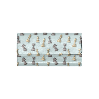Chess Pattern Print Design 02 Women's Trifold Wallet