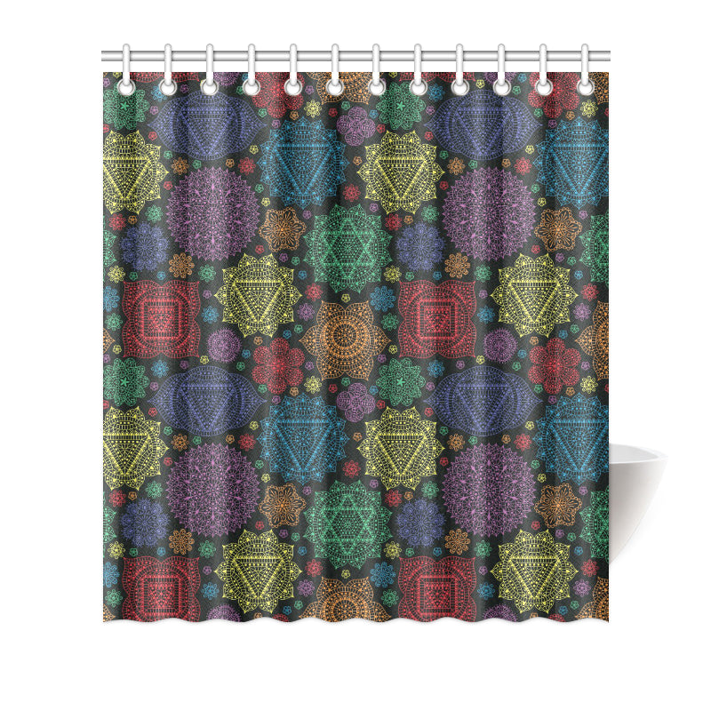 Chakra Mandala Print Pattern Shower Curtain