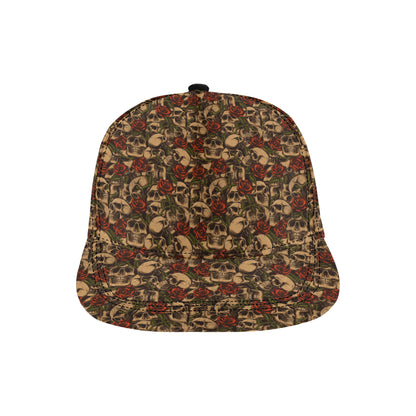 Skull Roses Vintage Design Themed Print Snapback Cap