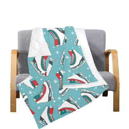 Ice Skate Pattern Print Design 03 Premium Quilt