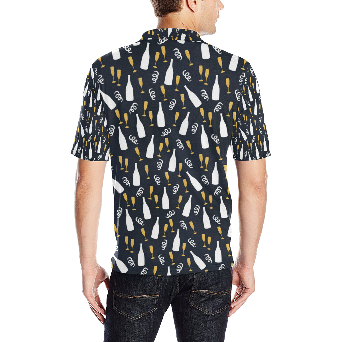 Champagne Pattern Print Design 01 Men Polo Shirt
