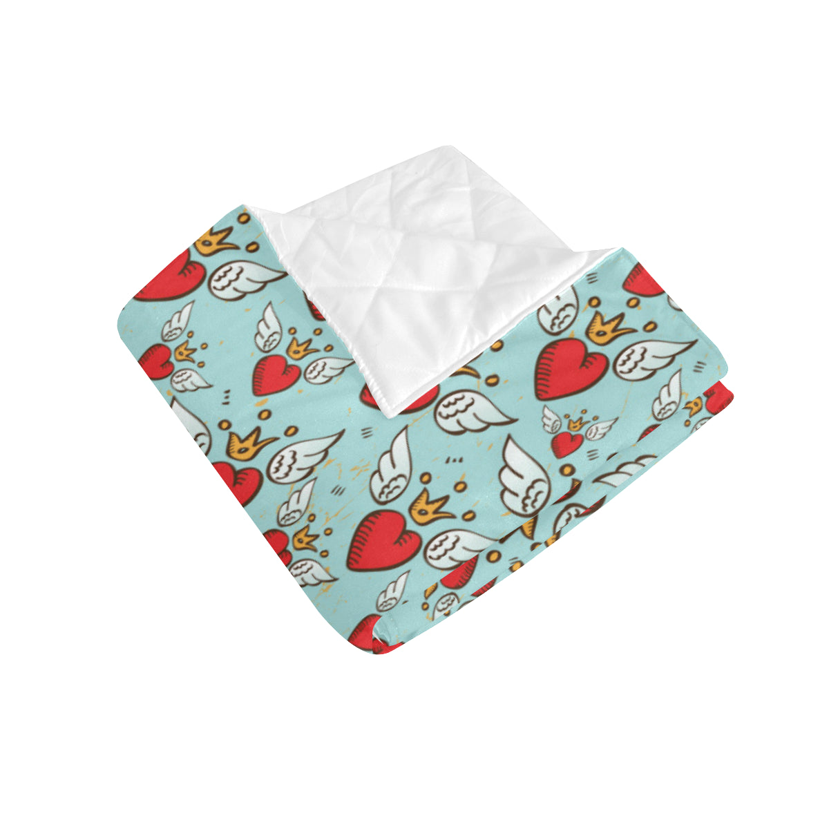 Angel Wings Heart Pattern Print Design 02 Premium Quilt