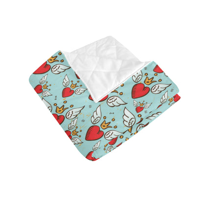 Angel Wings Heart Pattern Print Design 02 Premium Quilt