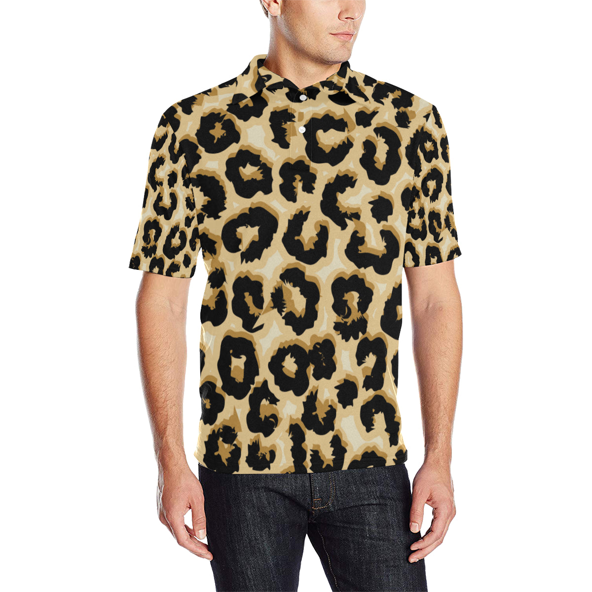 Jaguar Skin Pattern Print Design 02 Men Polo Shirt