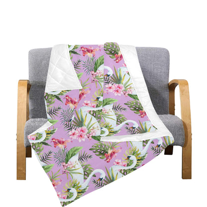 Swan with Flower Pattern Print Design 01 Premium Quilt