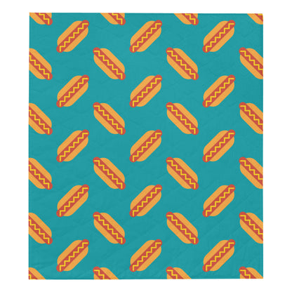 Hot Dog Pattern Print Design 03 Premium Quilt
