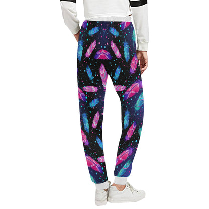 Feather Colorful Boho Design Print Unisex Sweatpants