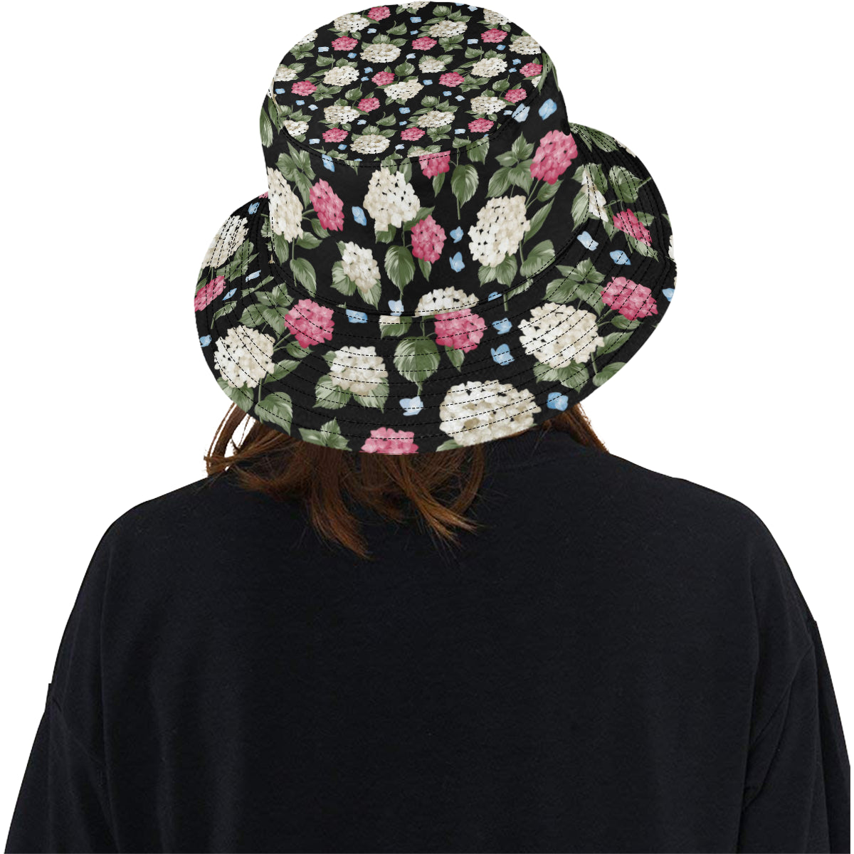 Hydrangea Pattern Print Design HD09 Unisex Bucket Hat