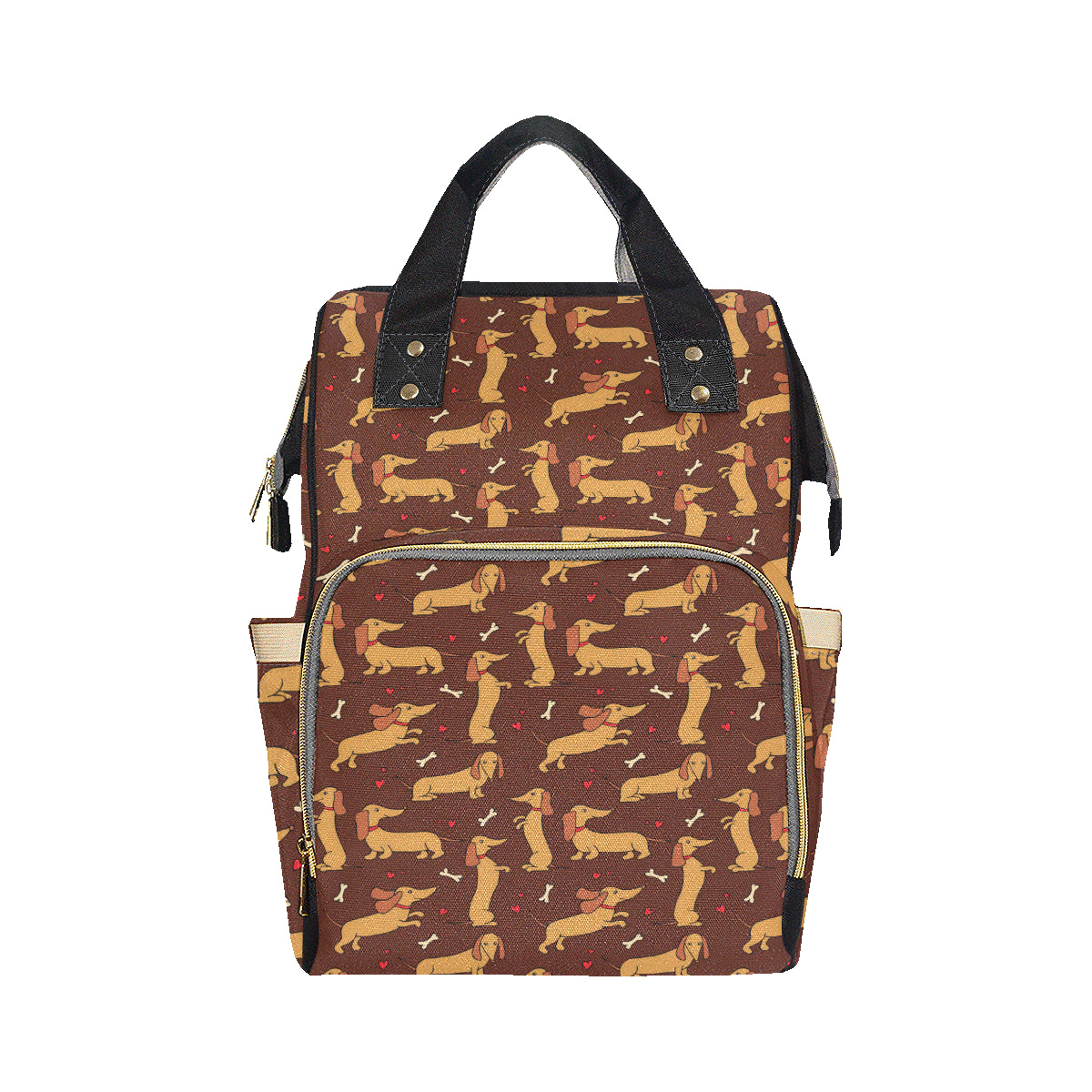 Dachshund Happy Print Pattern Diaper Bag Backpack