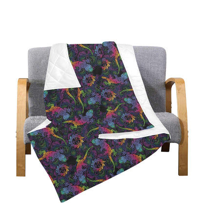 Gecko Rainbow Pattern Print Design 03 Premium Quilt