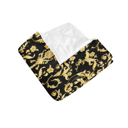 Baroque Golden Pattern Print Design 04 Premium Quilt