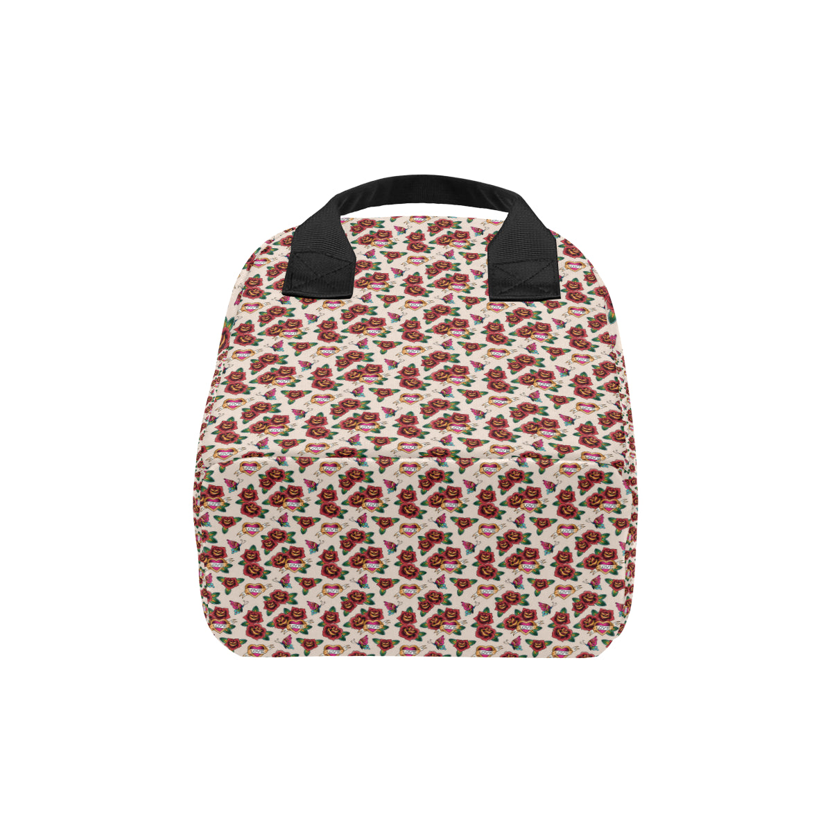 Old School Tattoo Rose Pattern Insulated Lunch Bag
