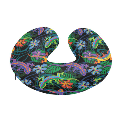 Gecko Colorful Pattern Print Design 01 U-Shaped Travel Neck Pillow