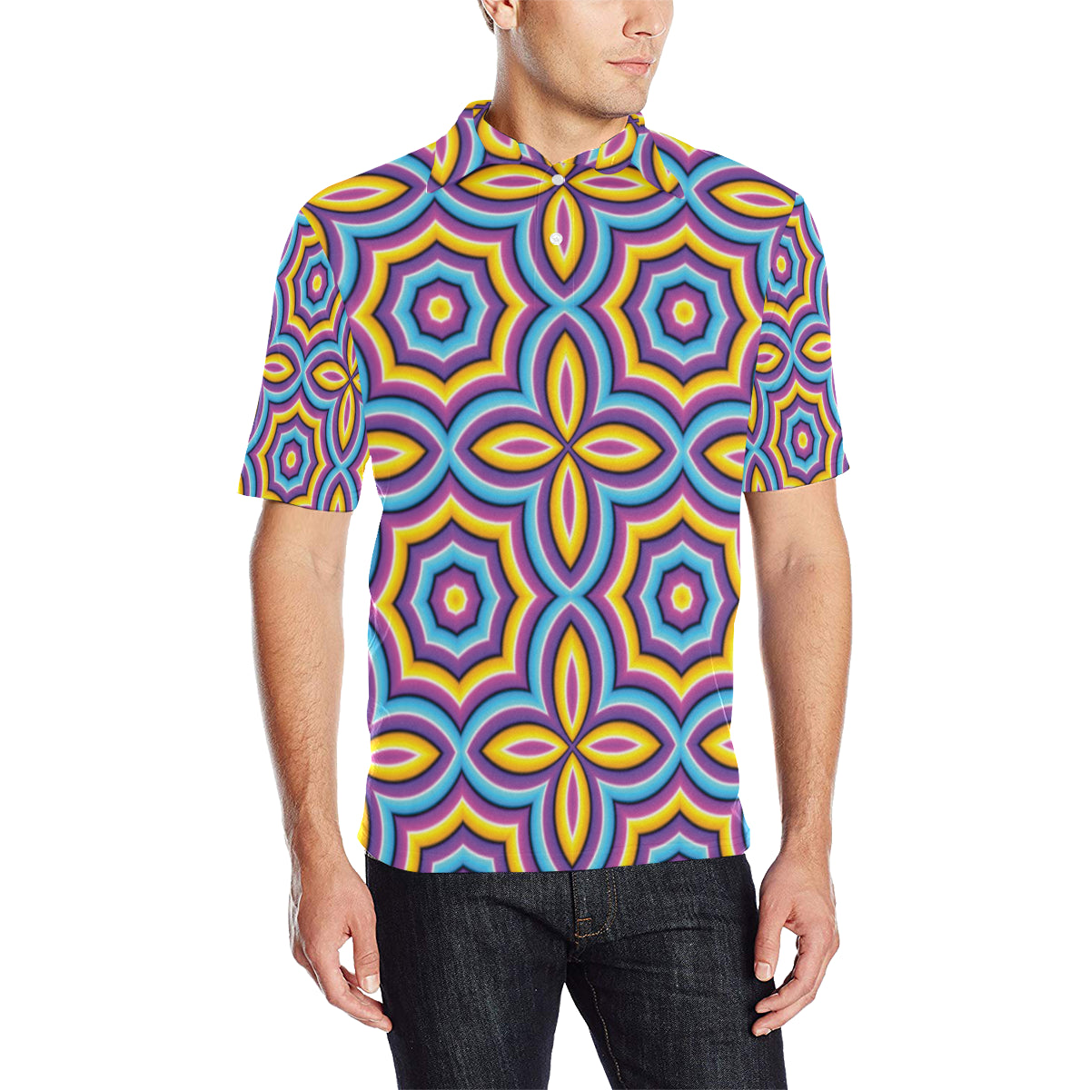 Optical illusion Pattern Print Design A03 Men Polo Shirt
