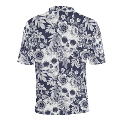 Skull Floral Beautiful Men Polo Shirt