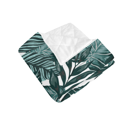 Tropical Palm Leaves Pattern Premium Quilt
