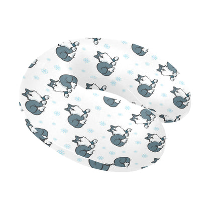 Alaskan Malamute Pattern Print Design 03 U-Shaped Travel Neck Pillow