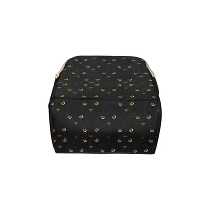 Black Cat Face Print Pattern Diaper Bag Backpack