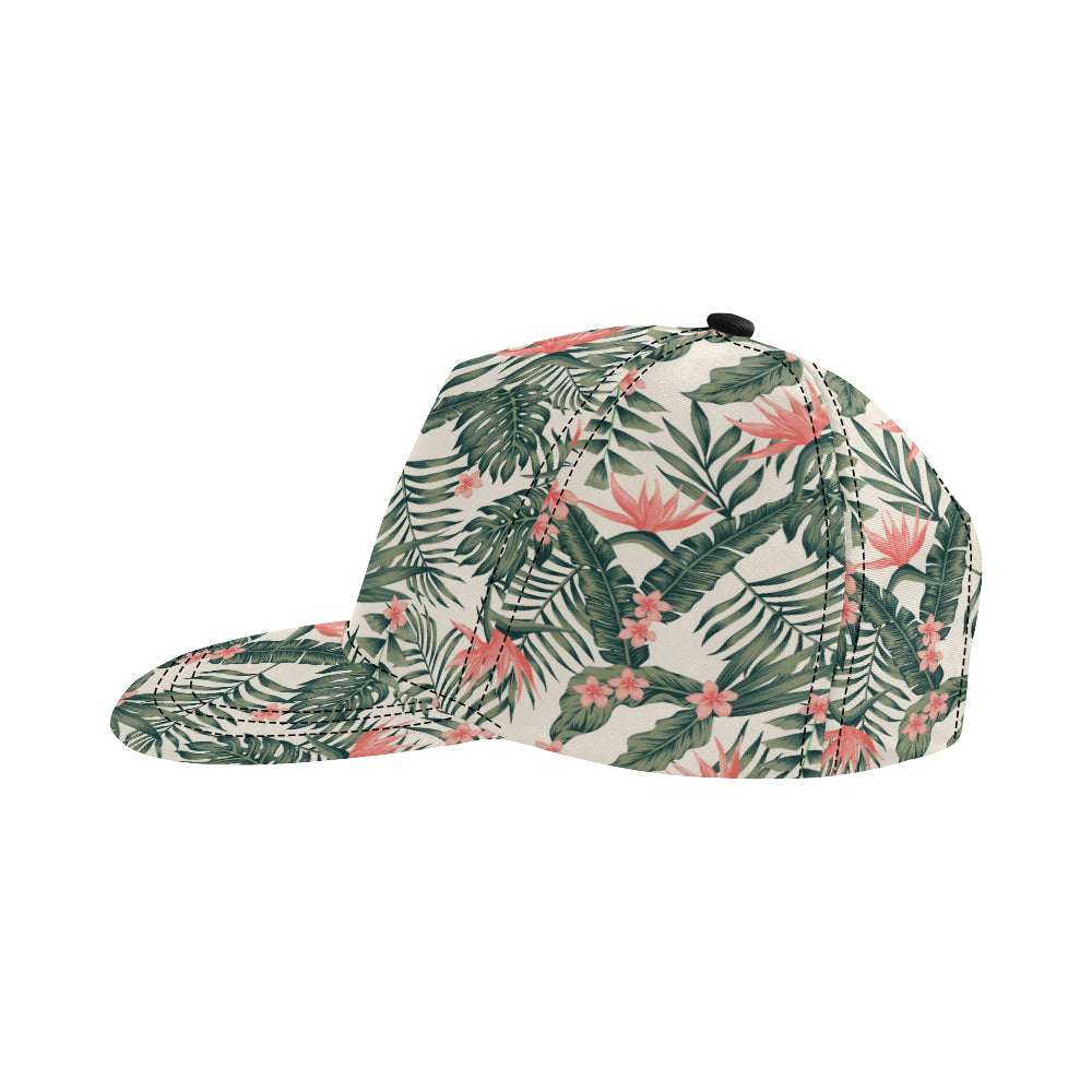 Tropical Flower Palm Leaves Snapback Cap