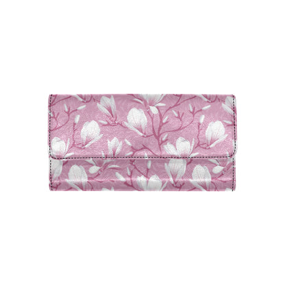 Magnolia Pattern Print Design MAG05 Women's Trifold Wallet