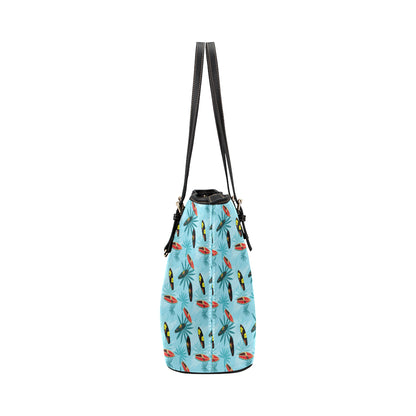 Surfboard Themed Pattern Leather Tote Bag
