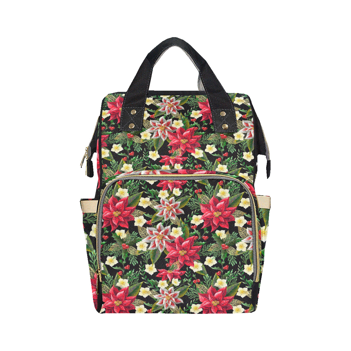 Poinsettia Pattern Print Design POT05 Diaper Bag Backpack