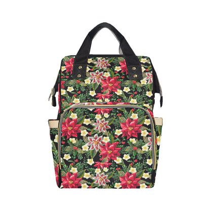 Poinsettia Pattern Print Design POT05 Diaper Bag Backpack