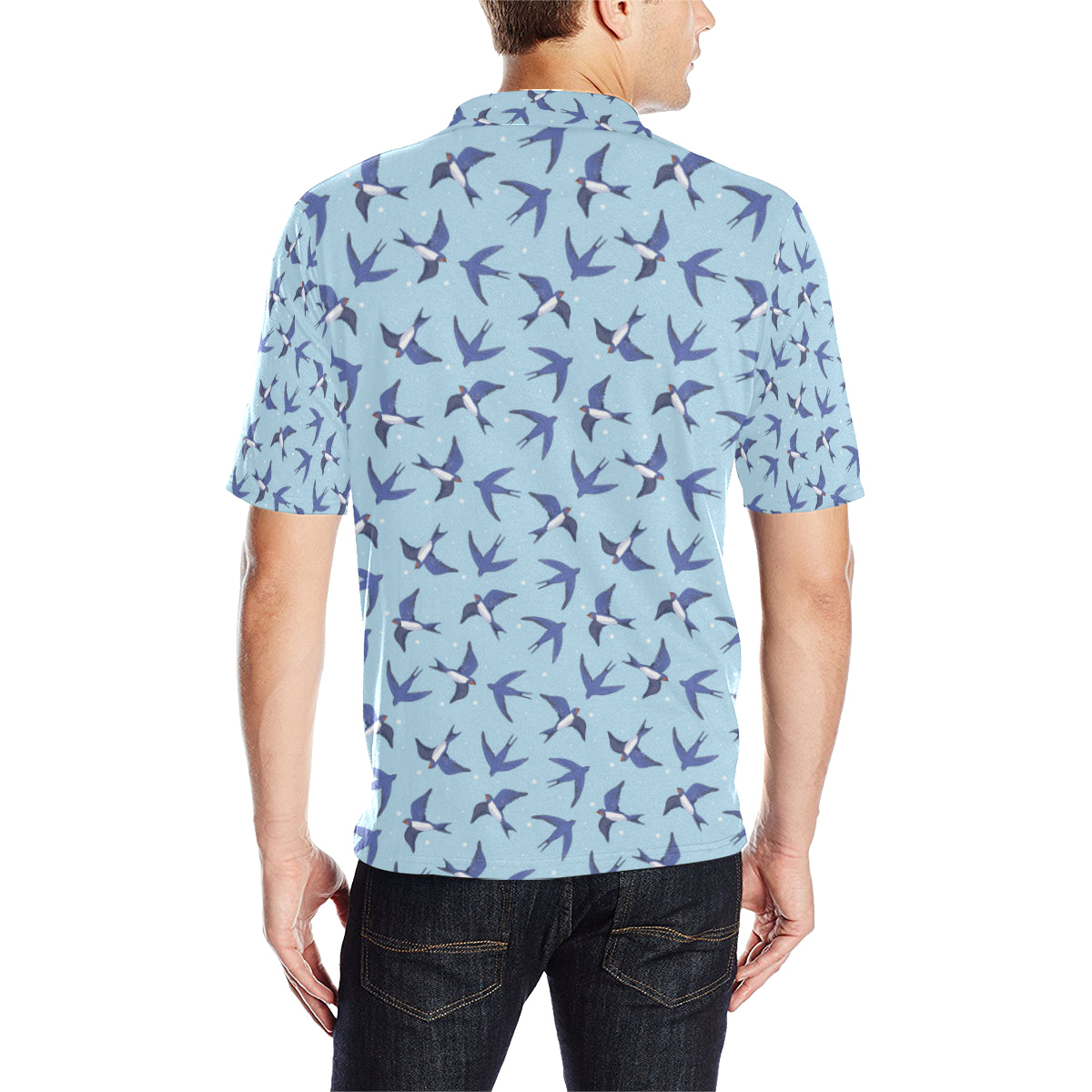 Swallow Bird Pattern Print Design 06 Men Polo Shirt