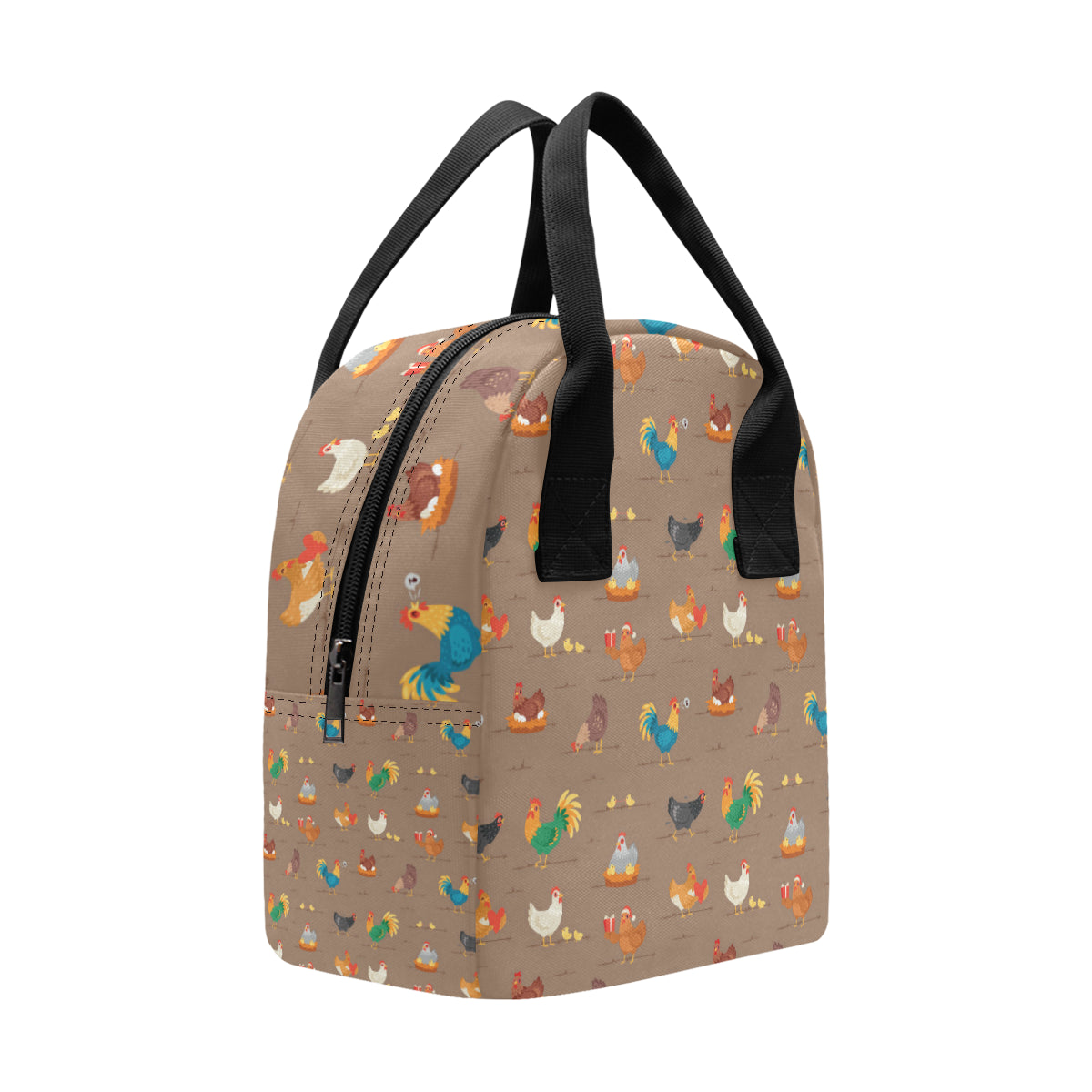 Chicken Happy Print Pattern Insulated Lunch Bag