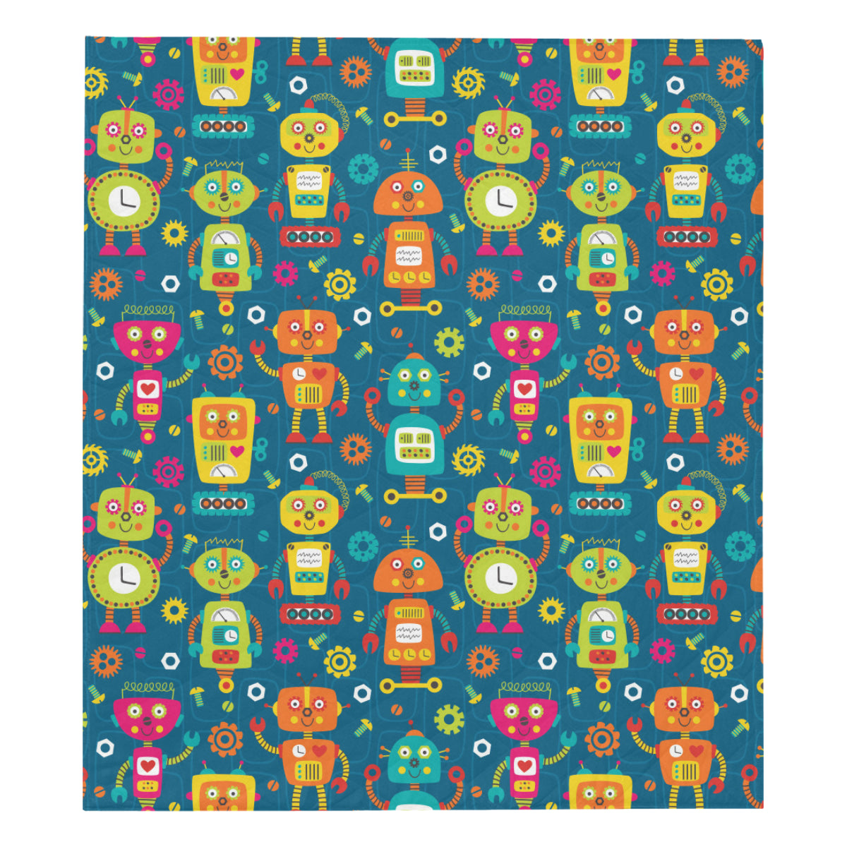 Robot Pattern Print Design A04 Premium Quilt