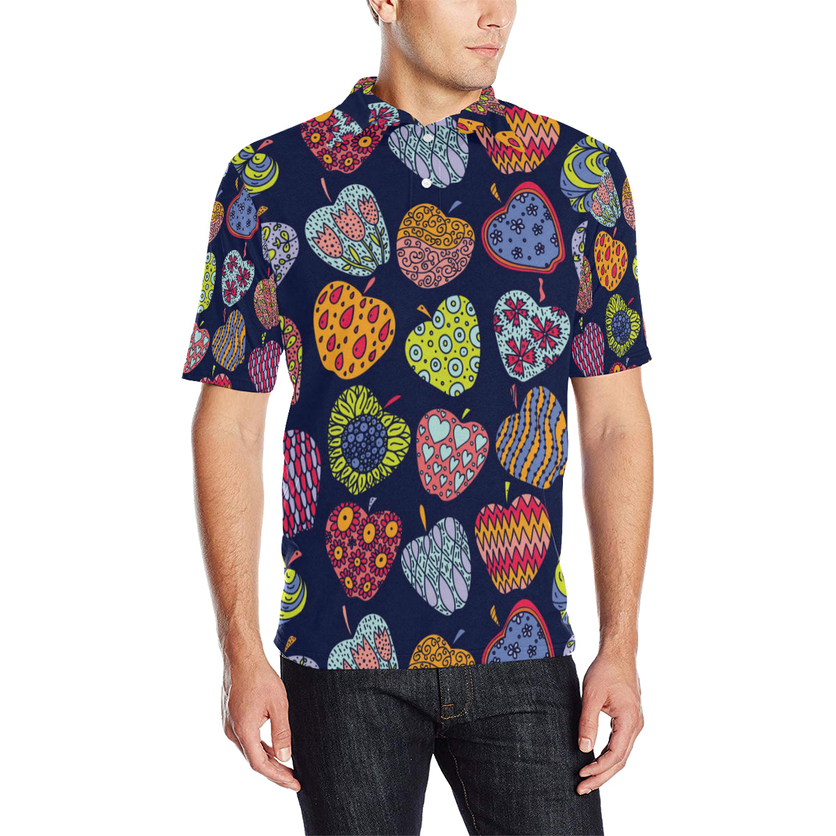 Apple Pattern Print Design AP05 Men Polo Shirt