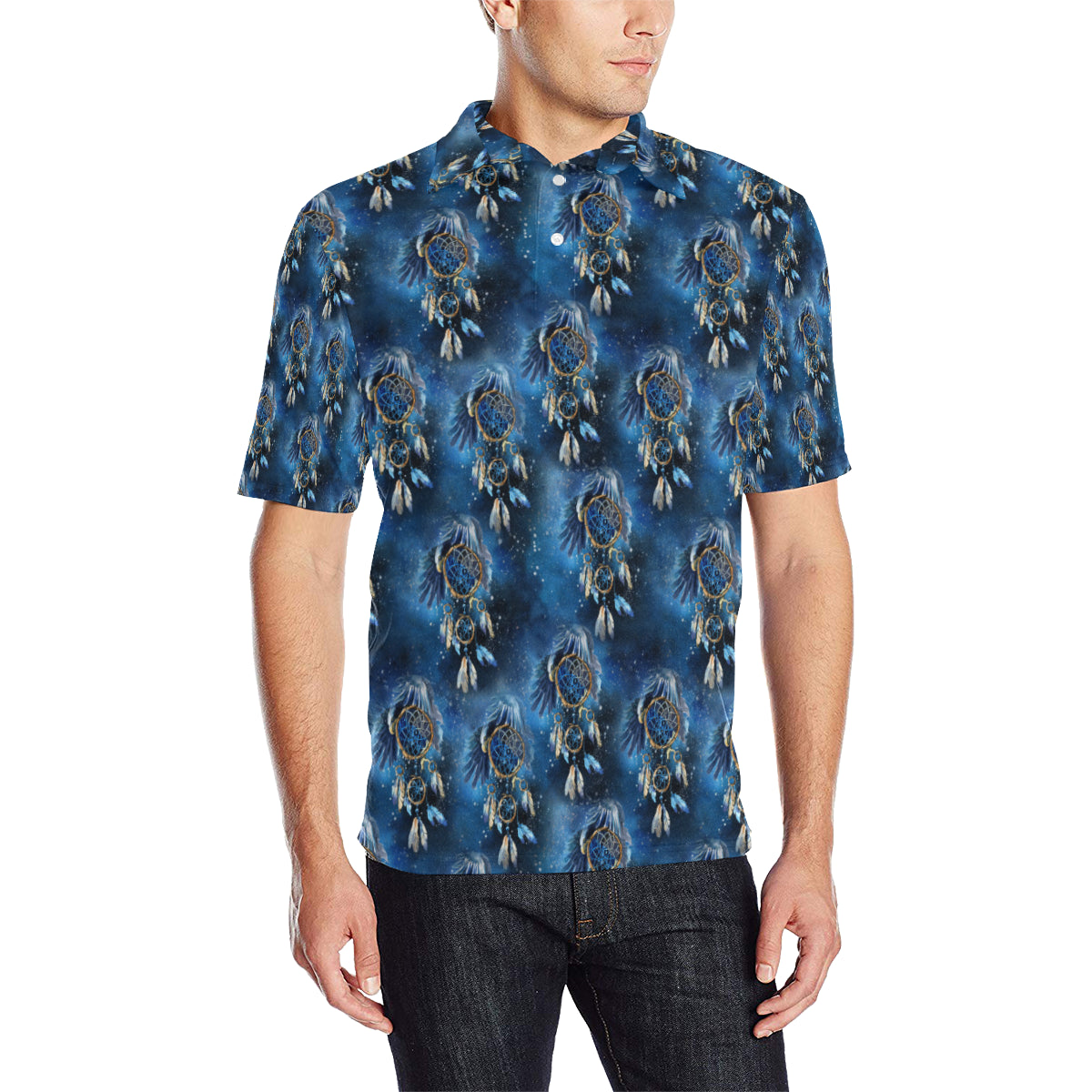 Eagles Dream Catcher Themed Men Polo Shirt