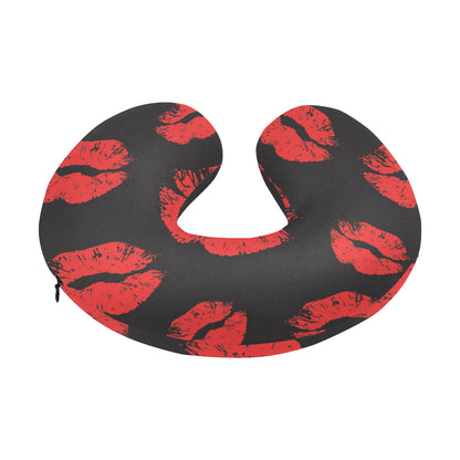 Lip Red Pattern Print Design 02 U-Shaped Travel Neck Pillow