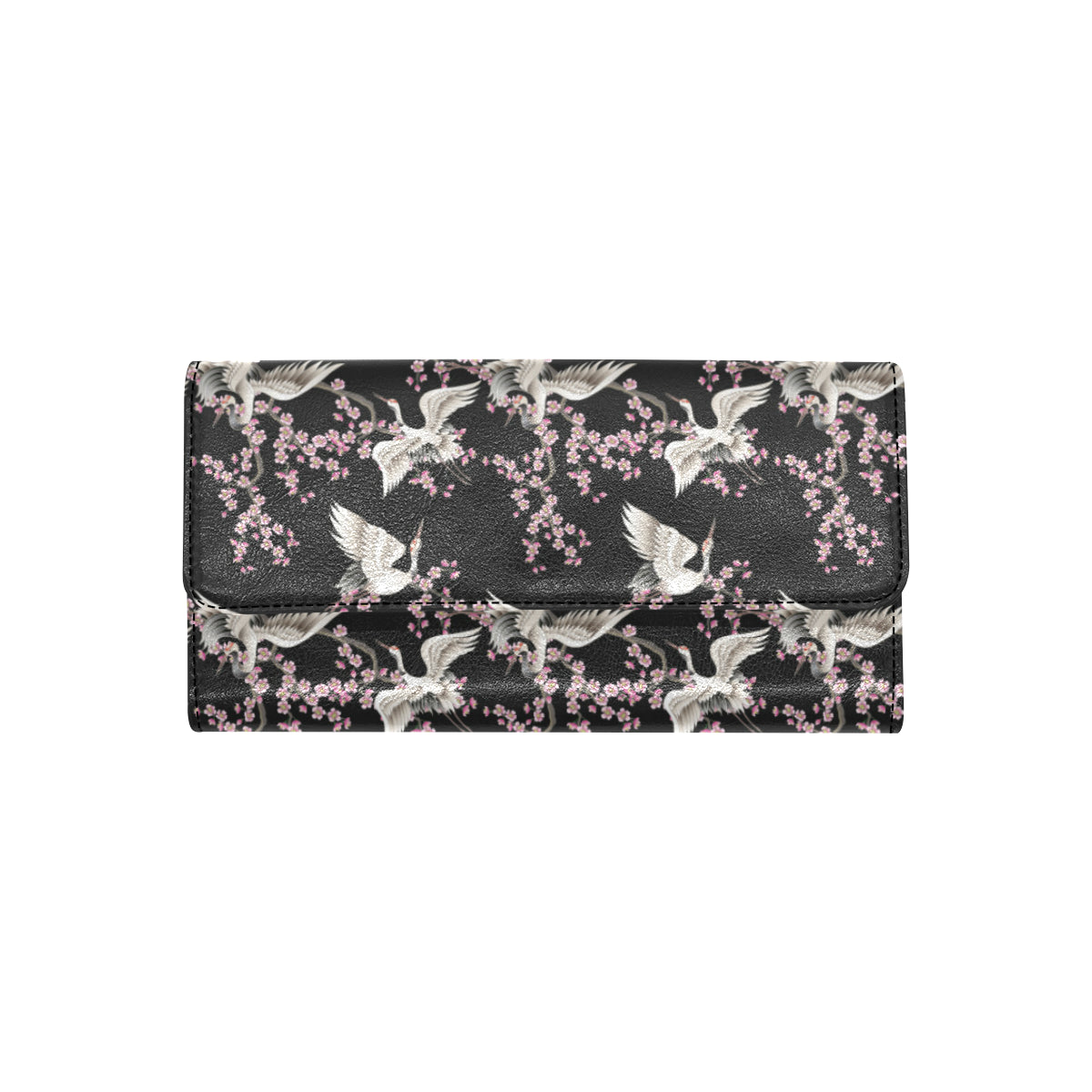 Crane Pattern Print Design 01 Women's Trifold Wallet